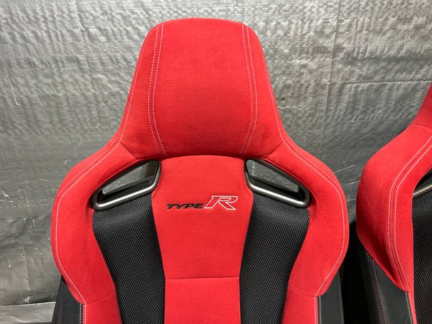 2017-2021 FK8 Honda Civic Type R Front Bucket Seats / Red Suede / Pair / TR105 - Image 12