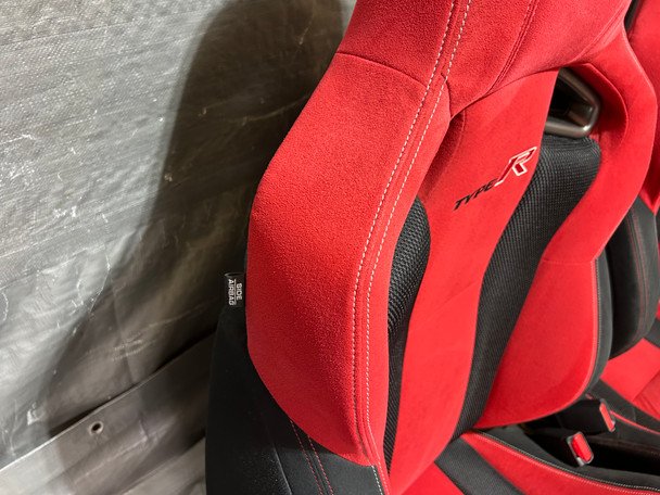 2017-2021 FK8 Honda Civic Type R Front Bucket Seats / Red Suede / Pair / TR105 - Image 10