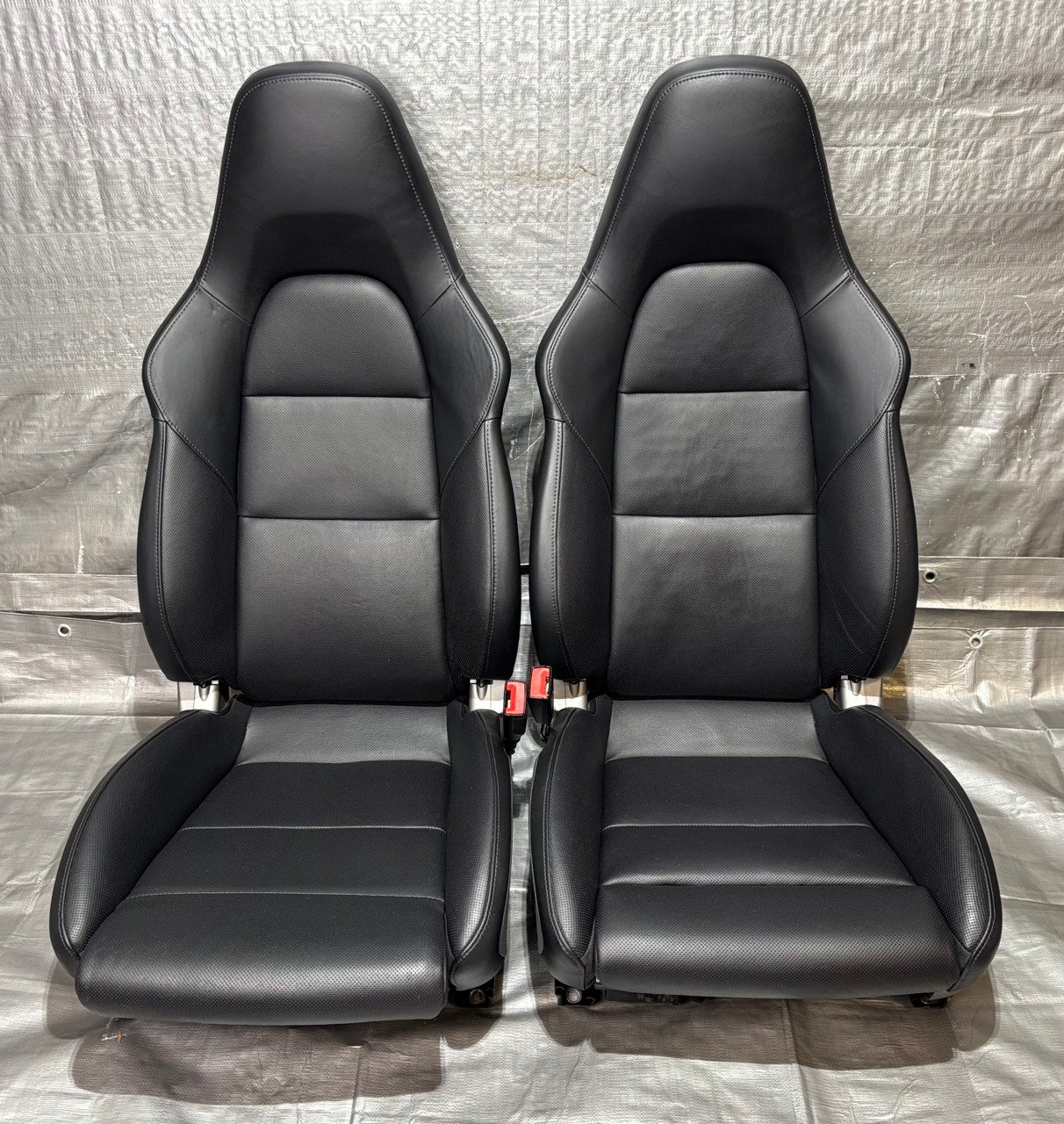 2013-2016 Porsche 981 Boxster 18-Way Adaptive Sport Seats w/ Ventilation / Black Leather / Pair / BC206