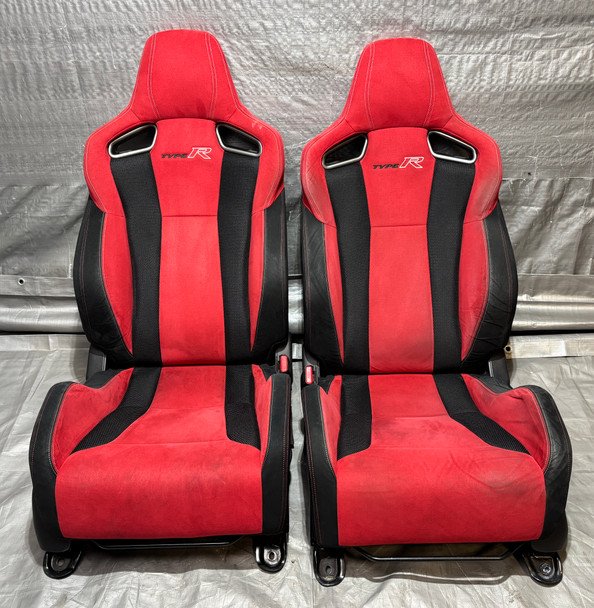 2017-2021 FK8 Honda Civic Type R Front Bucket Seats / Red Suede / Pair / TR106