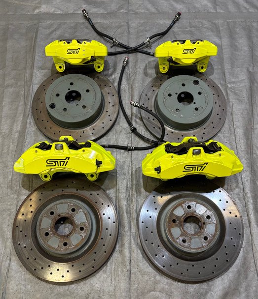 2018-2020 Subaru WRX STI 6 Piston Brembo Brake Calipers w/ Rotors / Set of 4 / 61K SS019