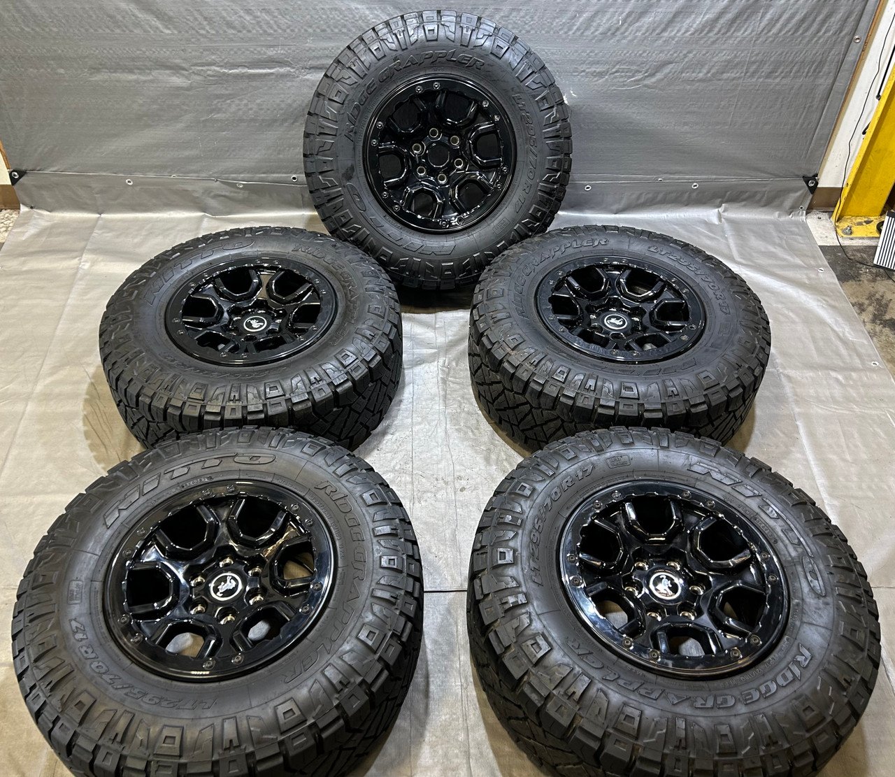 2021-2023 Ford Bronco 17" Beadlock Sasquatch Wheels Rims w/ Nitto Ridge Grappler Tires / Set of 5 / BR001
