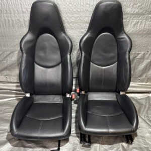 2005-2012 Porsche 997 911 / 987 Boxster / Cayman Black Leather Hard Back Sport Seats / Pair / 2 Way Power / P7009